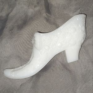 Vintage MCM Collectible White Glass Shoe